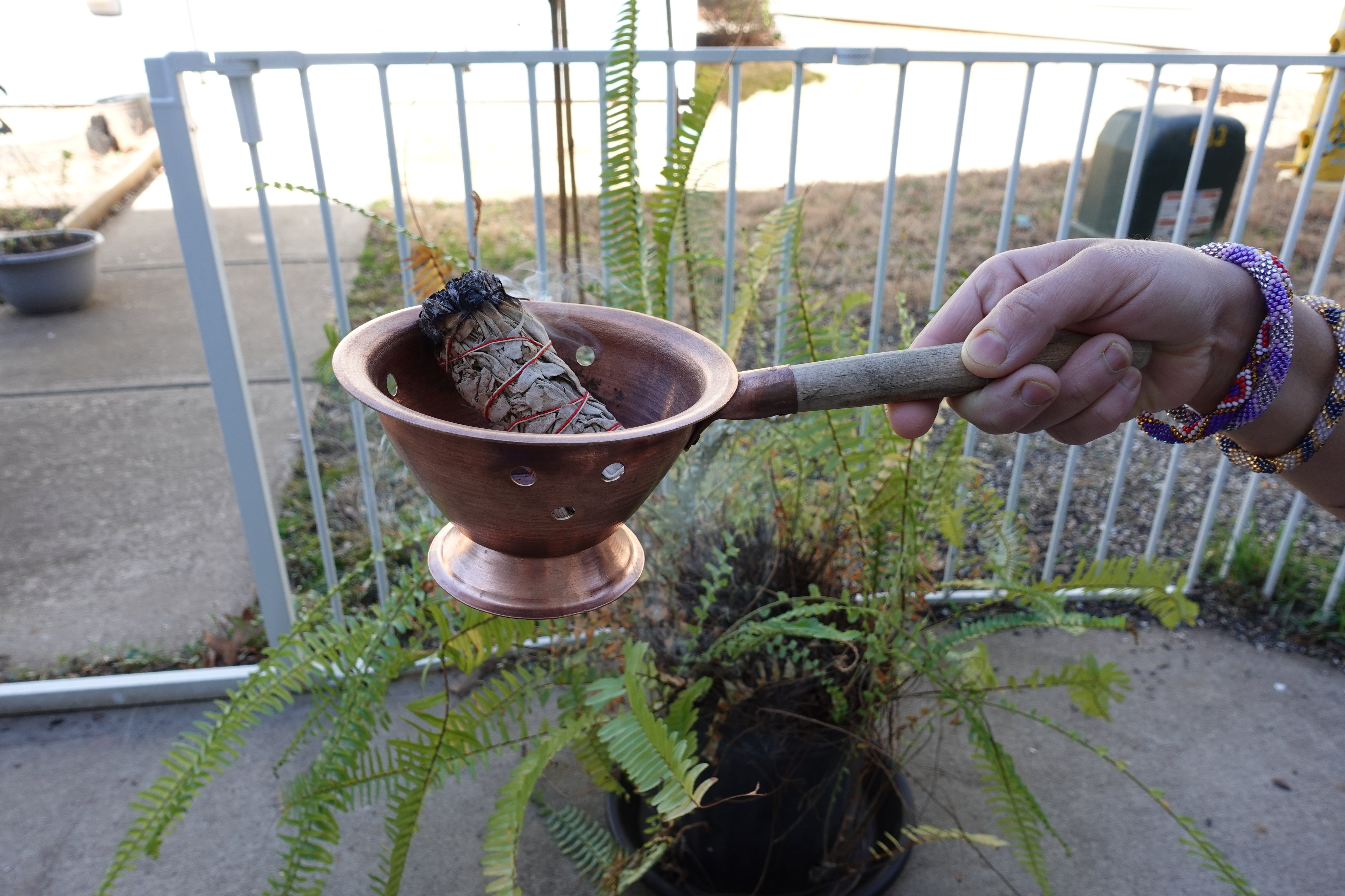 Smudging Pot | Traditional Handmade Incense Burner & Holder for Smudging | 100% Pure Copper | Great for White Sage smudging