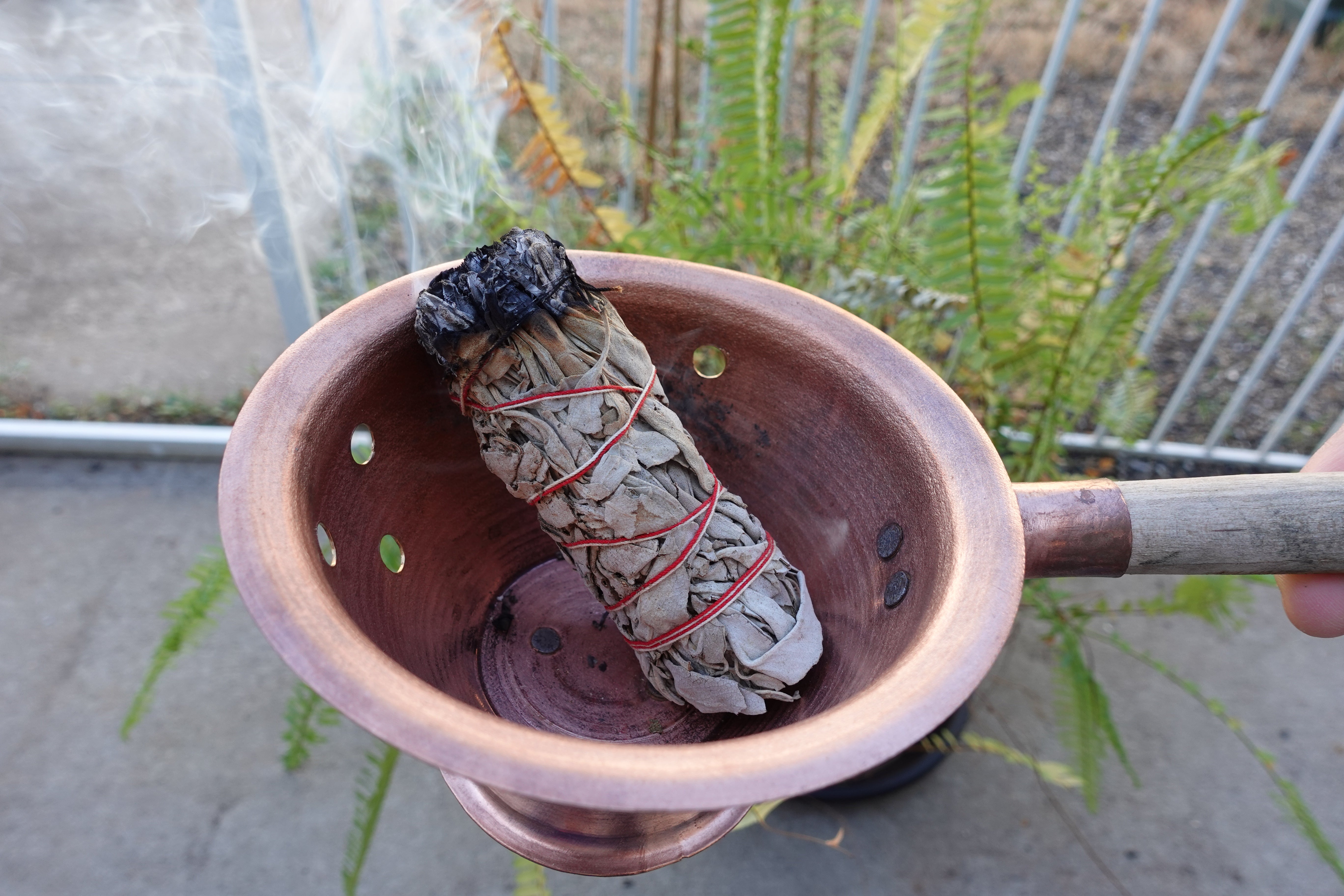 Smudging Pot | Traditional Handmade Incense Burner & Holder for Smudging | 100% Pure Copper | Great for White Sage smudging