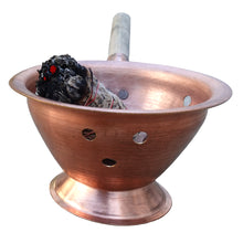 Load image into Gallery viewer, Smudging Pot | Traditional Handmade Incense Burner & Holder for Smudging | 100% Pure Copper | Great for White Sage smudging