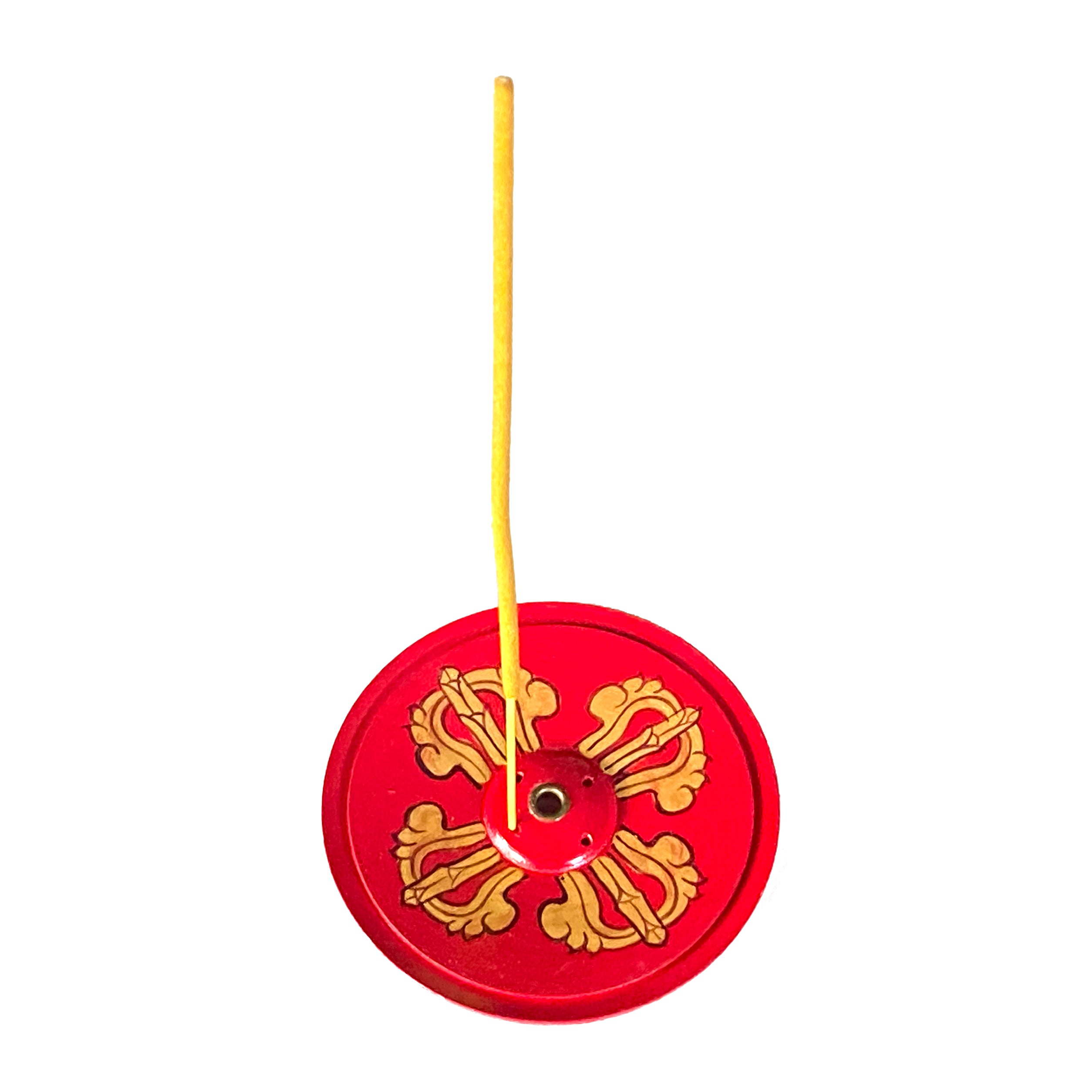 Wood Incense Holder Red Dorje || Handmade Hand-painted Tibetan Incense Holder || Holds 4 Regular and 1 Tibetan Incense Sticks