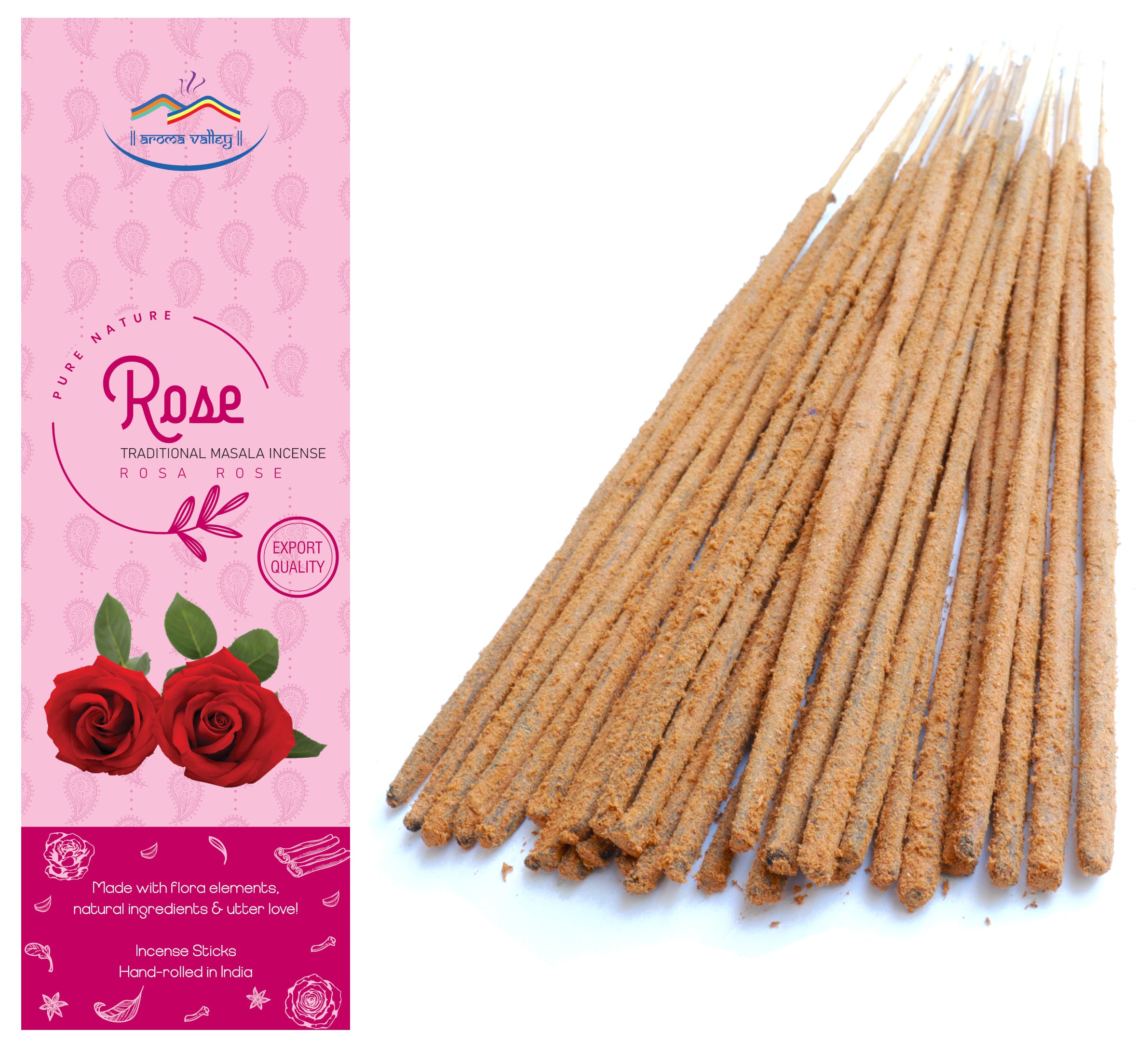 Rose Incense Sticks - Traditional Handcrafted Masala Incense