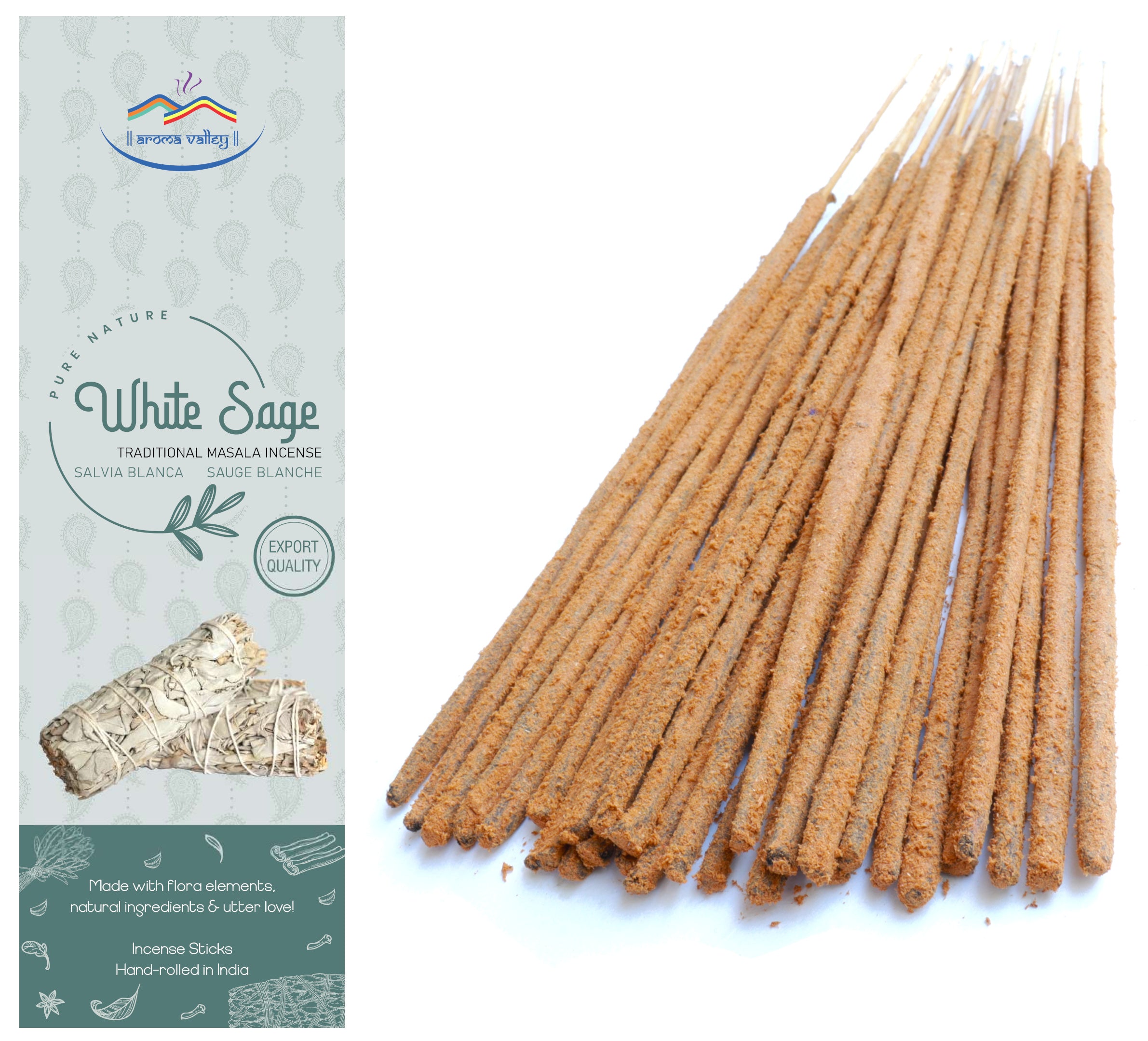White Sage Incense Sticks - Traditional Handcrafted Masala Incense