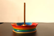 Load image into Gallery viewer, Handmade Incense Holder | Wood Lotus | Holds 4 Regular & 1 Tibetan / Joss Sticks | Handcrafted Tibetan Incense Holder Burner | Artisan