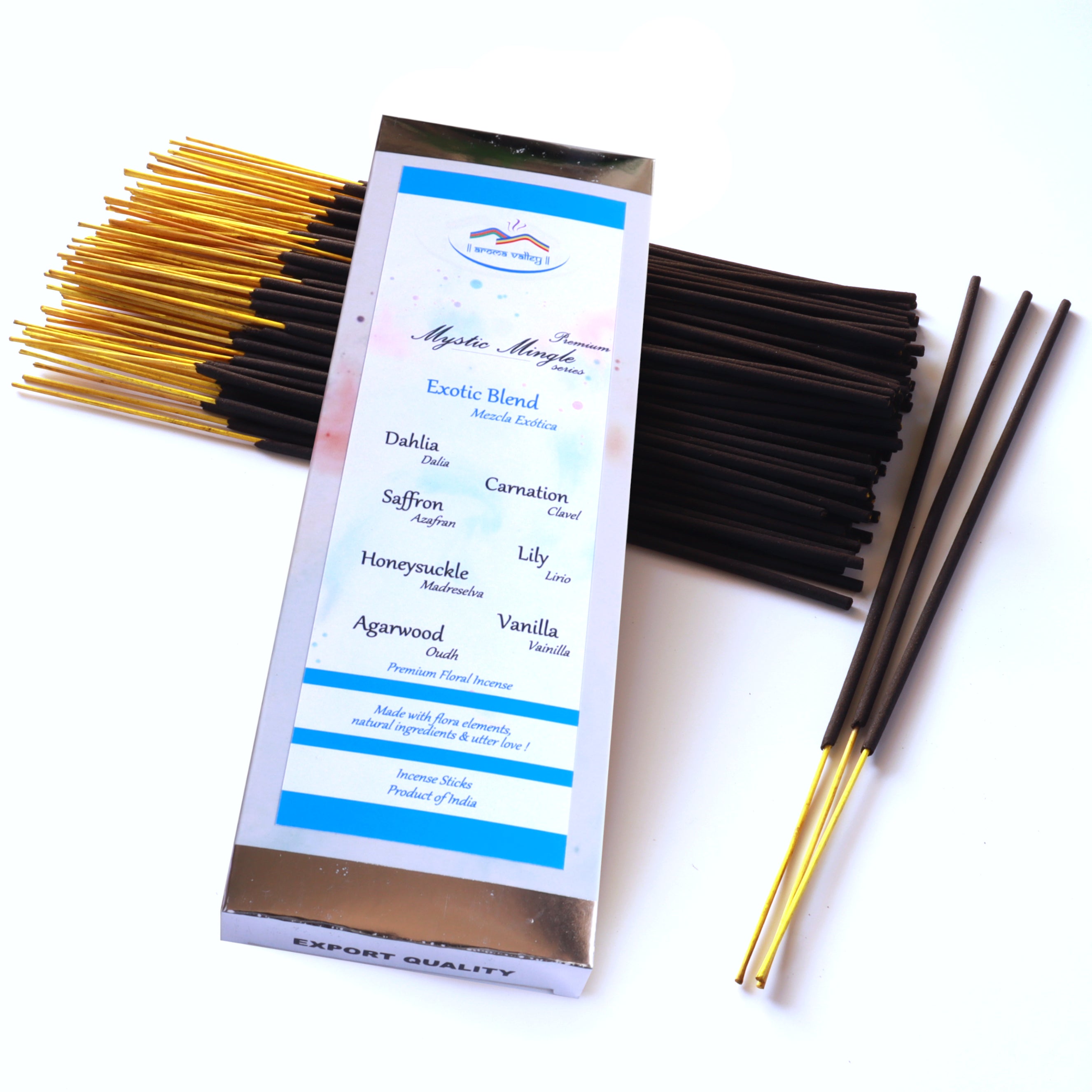 Exotic Blend Incense Sticks - Premium Hand-dipped Incense Sticks - 75 grams (50+ sticks)