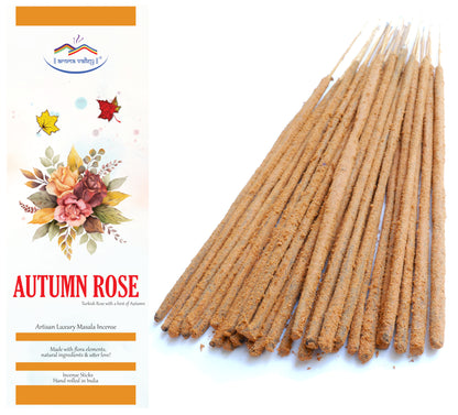 Autumn Rose Incense Sticks aka Nataraja - Artisan Luxury Masala Incense - Divine Scent for Home and Meditation - Handcrafted 300 Sticks, 500 grams - Free Shipping