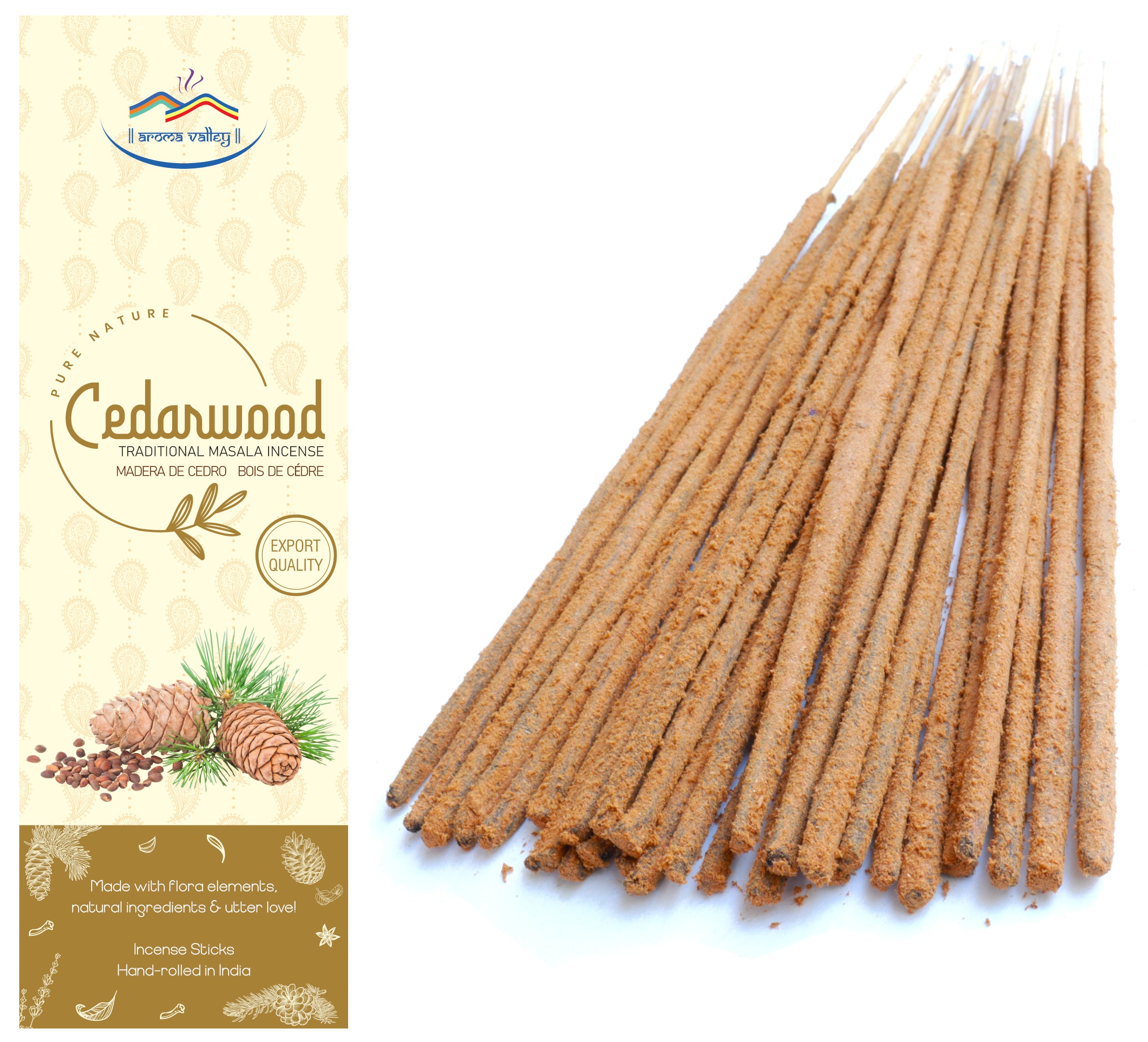 Cedarwood Incense Sticks - Traditional Handcrafted Masala Incense