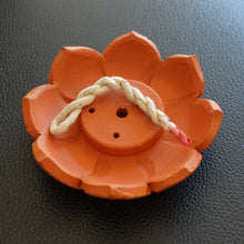 Load image into Gallery viewer, Clay Lotus Incense Holder | Holds 4 Regular &amp; 1 Tibetan Sticks | Terracotta | Housewarming Gift, Home Decor

