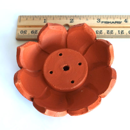 Clay Lotus Incense Holder | Holds 4 Regular & 1 Tibetan Sticks | Terracotta | Housewarming Gift, Home Decor
