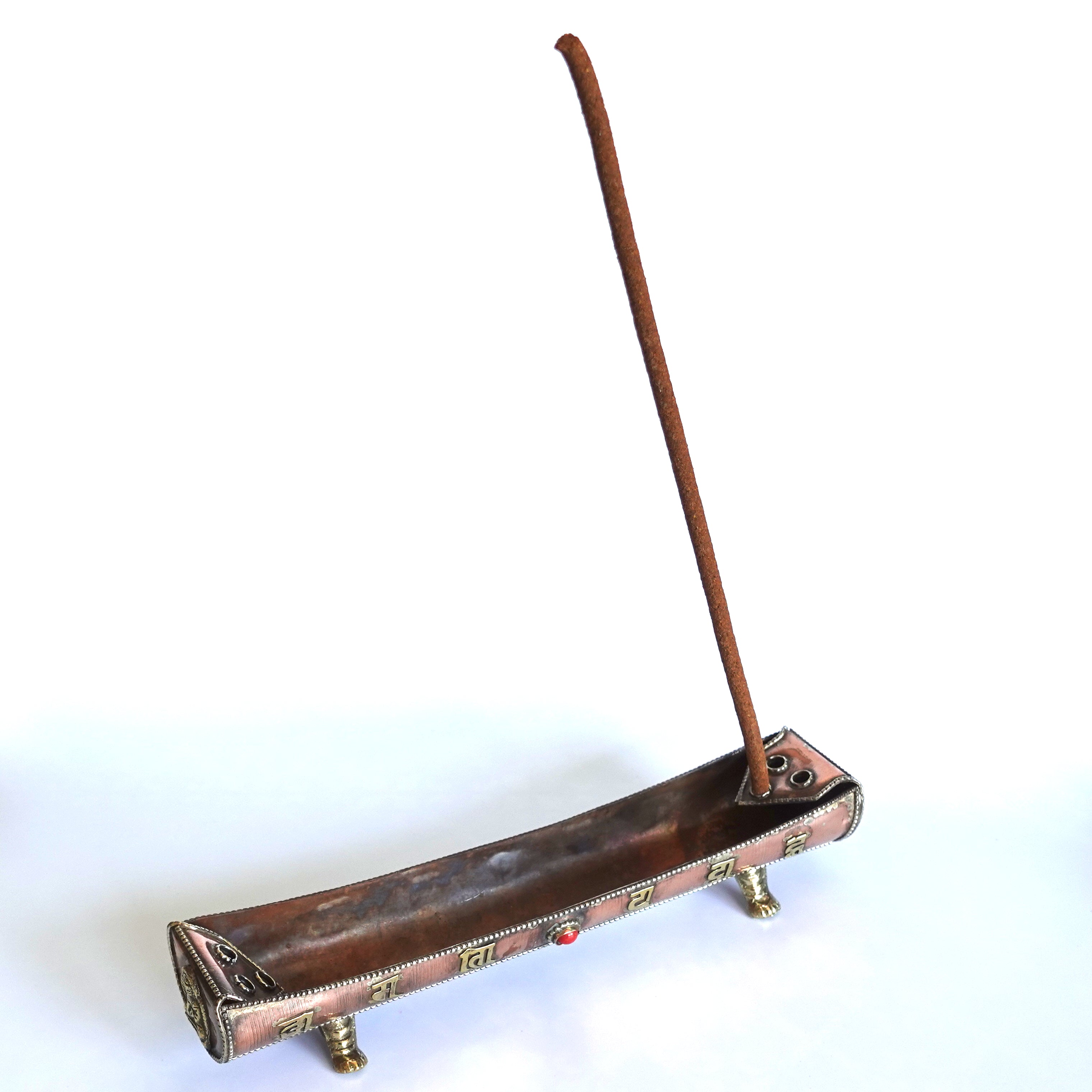 Traditional Handmade Incense Holder for Sticks and Cones | 100% Pure Copper & Brass Incense Burner | Stand Holds 6 Sticks & Cones | Effective Ash Catcher