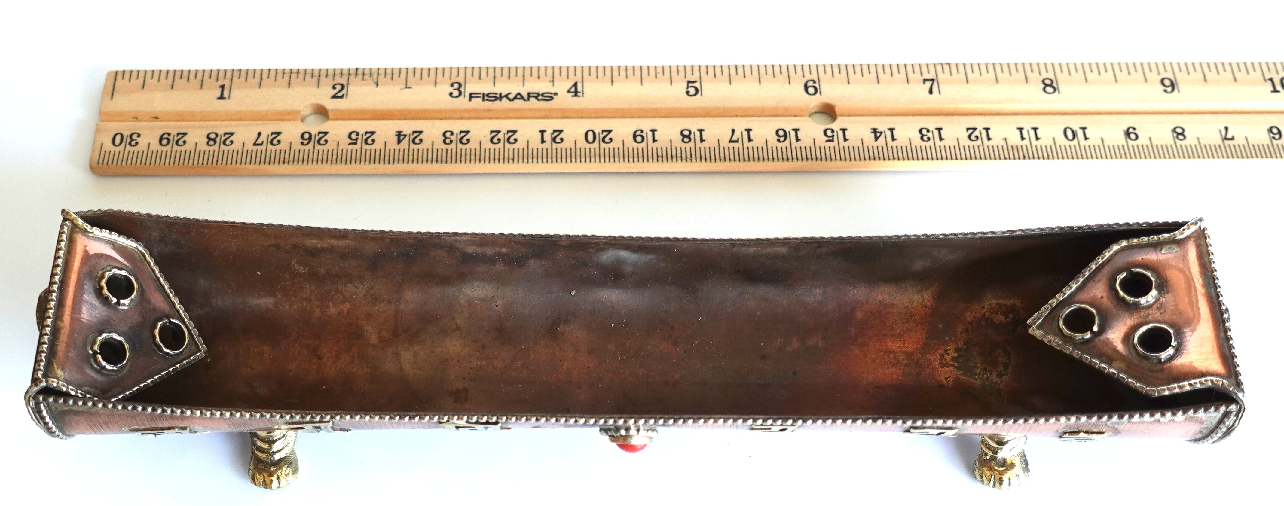 Traditional Handmade Incense Holder for Sticks and Cones | 100% Pure Copper & Brass Incense Burner | Stand Holds 6 Sticks & Cones | Effective Ash Catcher