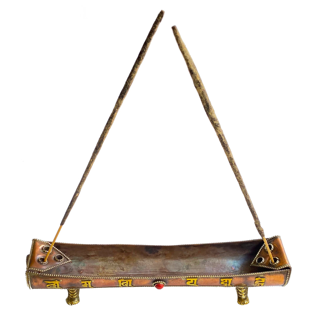 Traditional Handmade Incense Holder for Sticks and Cones | 100% Pure Copper & Brass Incense Burner | Stand Holds 6 Sticks & Cones | Effective Ash Catcher