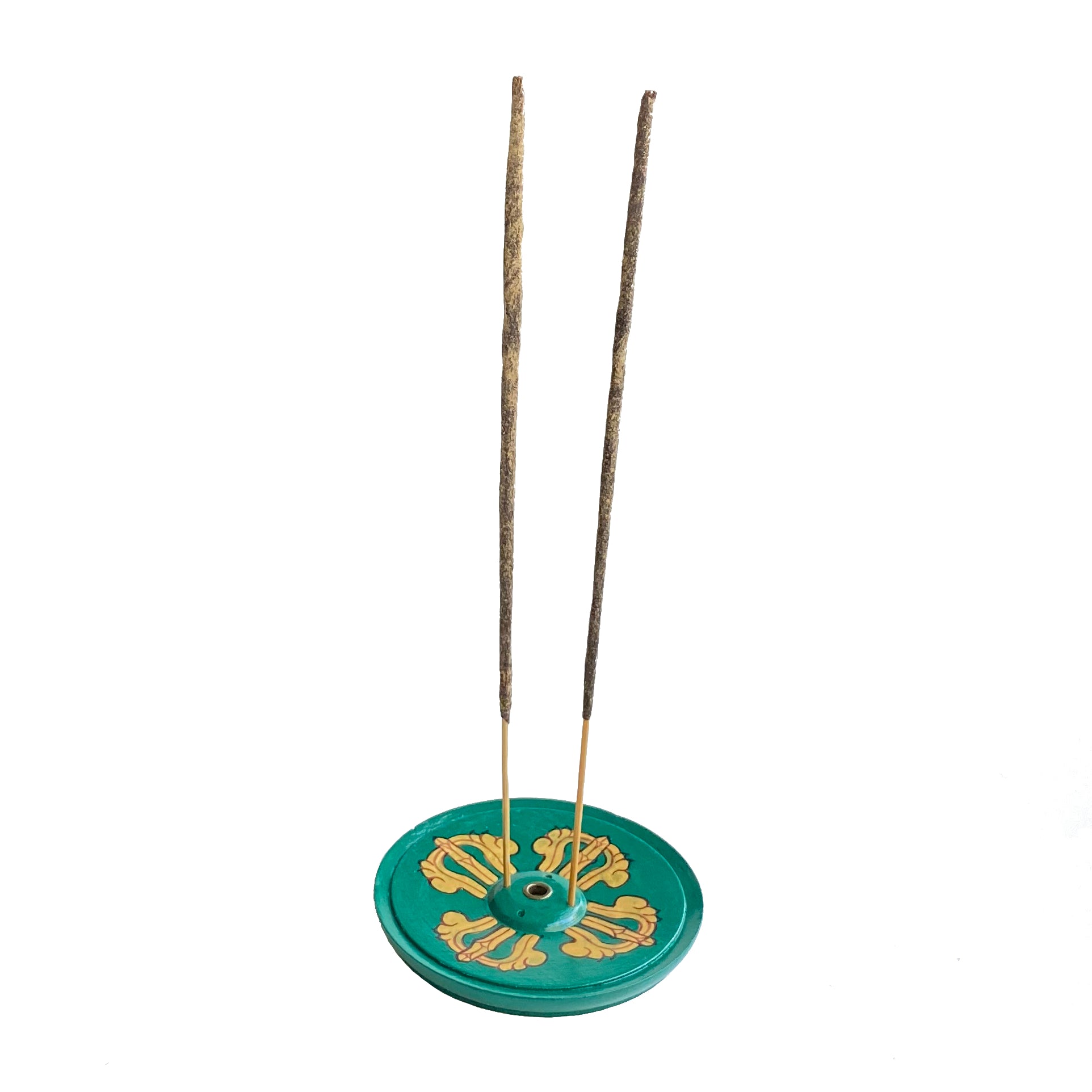 Wood Incense Holder Green Dorje || Handmade Hand-painted Tibetan Incense Holder || Holds 4 Regular and 1 Tibetan Incense Sticks (Copy)
