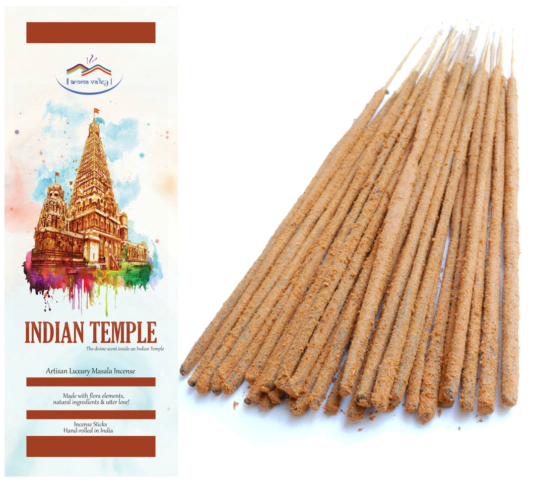 Indian Temple Incense Sticks | Earthy Blend | Artisan Hand-rolled Masala Incense | Grounding & Spirituality | 50 grams