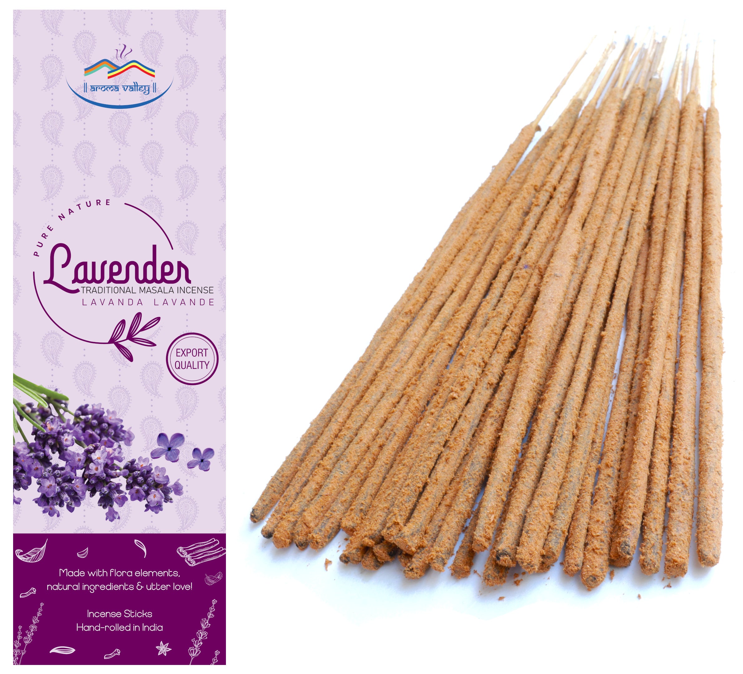 Lavender Incense Sticks - Traditional Handcrafted Masala Incense