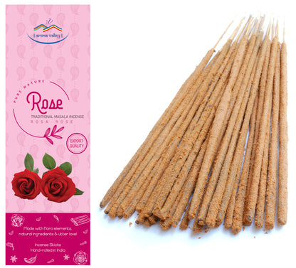 Rose Incense Sticks - Traditional Handcrafted Masala Incense