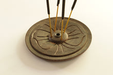 Load image into Gallery viewer, Wood Incense Holder || Handmade Flower Incense Holder || Holds 4 Regular and 1 Tibetan Incense Sticks
