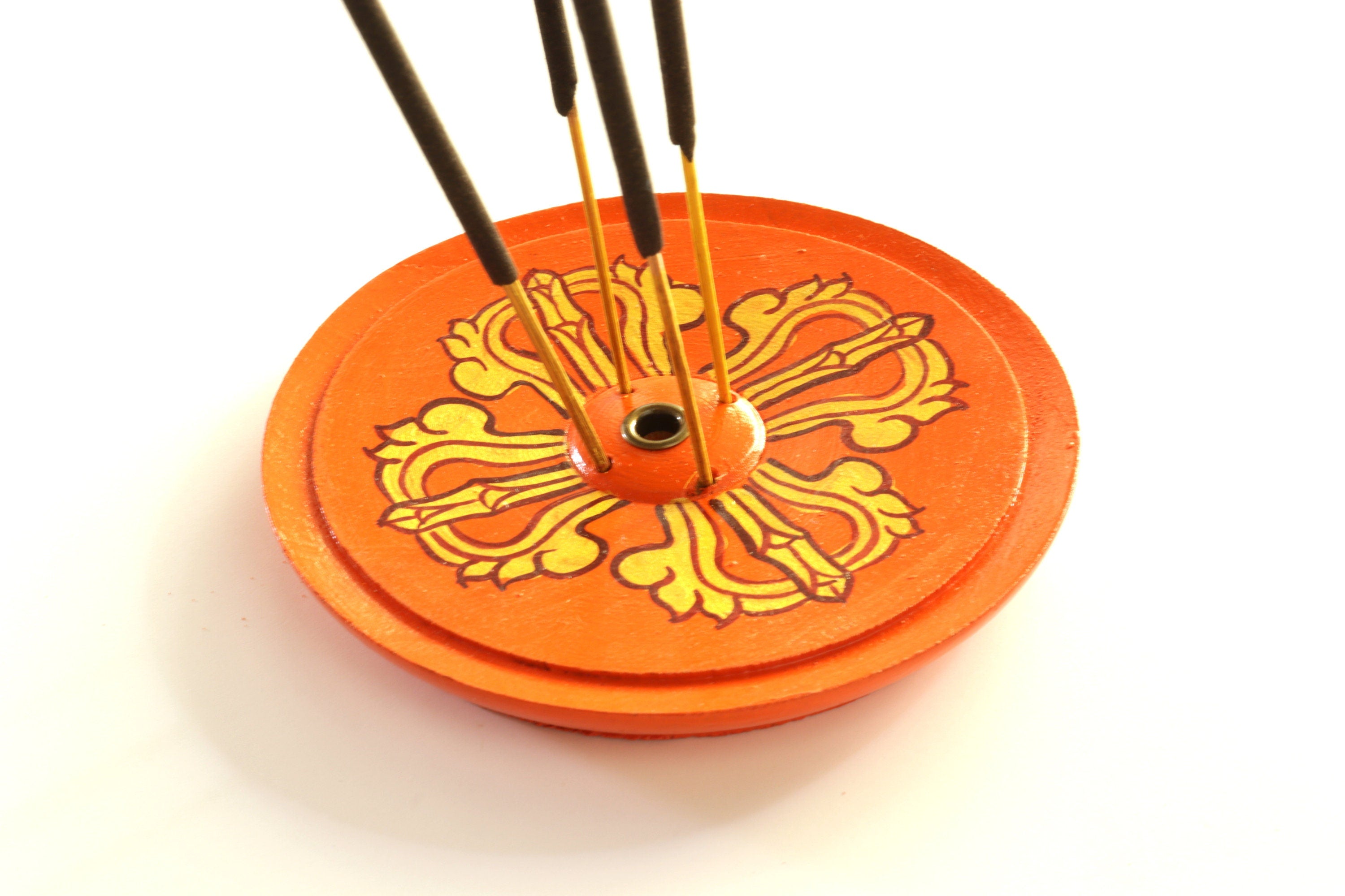 Wood Incense Holder Dorje || Handmade Hand-painted Tibetan Incense Holder || Holds 4 Regular and 1 Tibetan Incense Sticks