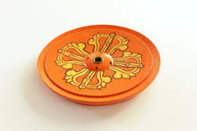 Load image into Gallery viewer, Wood Incense Holder Dorje || Handmade Hand-painted Tibetan Incense Holder || Holds 4 Regular and 1 Tibetan Incense Sticks
